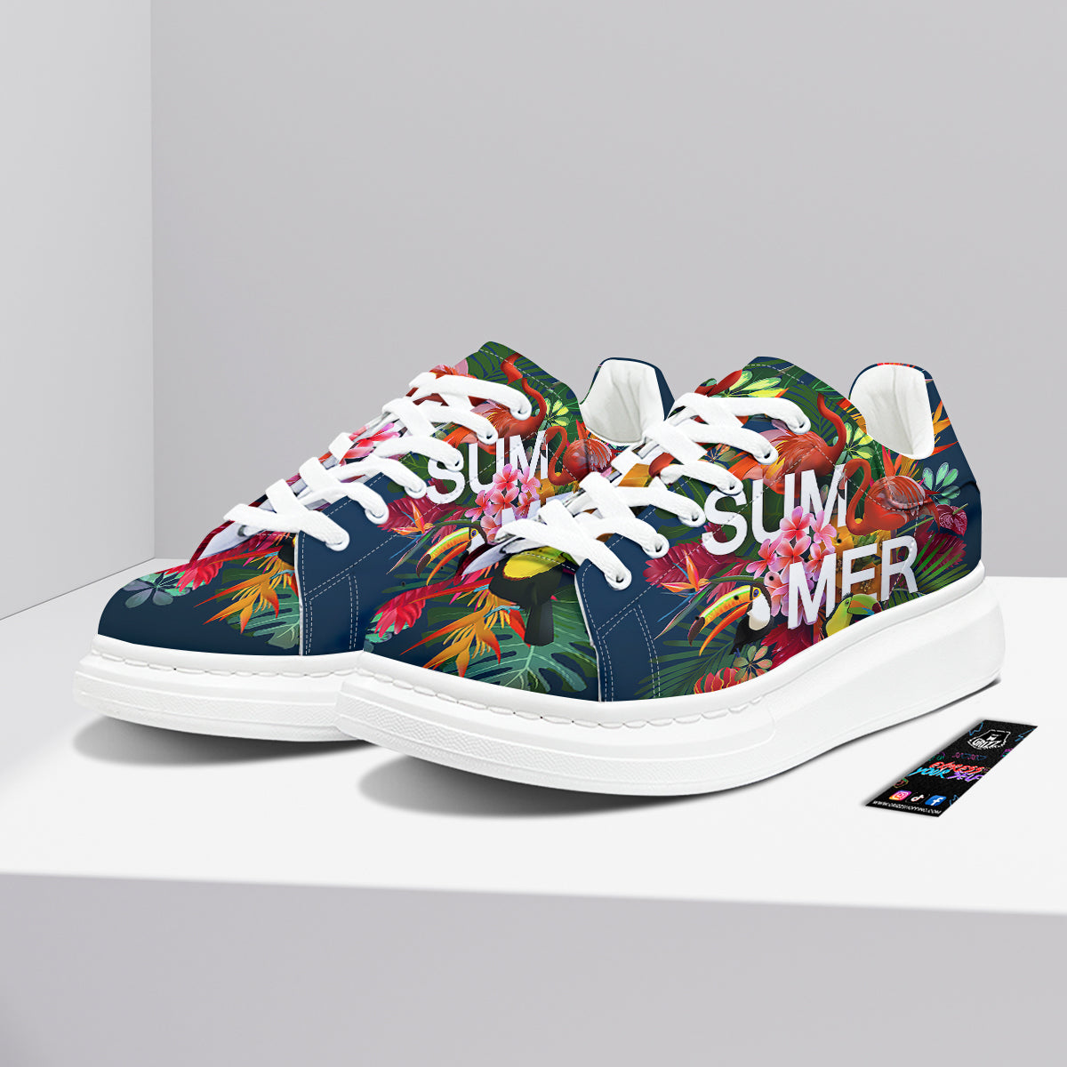 Summer Tropical Birds And Flowers For Travel Print Platform Shoes-grizzshop