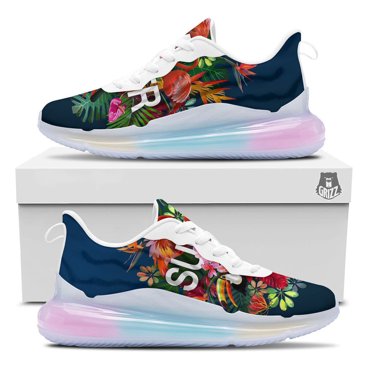Summer Tropical Birds And Flowers For Travel Print Running Sneakers-grizzshop