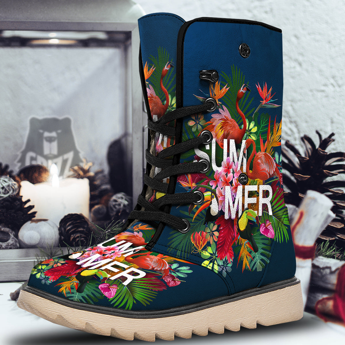 Summer Tropical Birds And Flowers For Travel Print Snow Boots-grizzshop