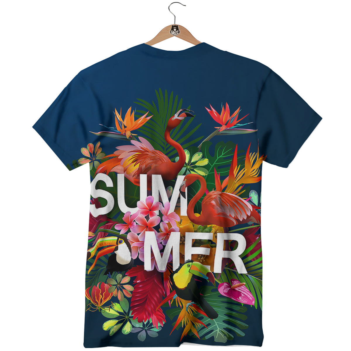 Summer Tropical Birds And Flowers For Travel Print T-Shirt-grizzshop
