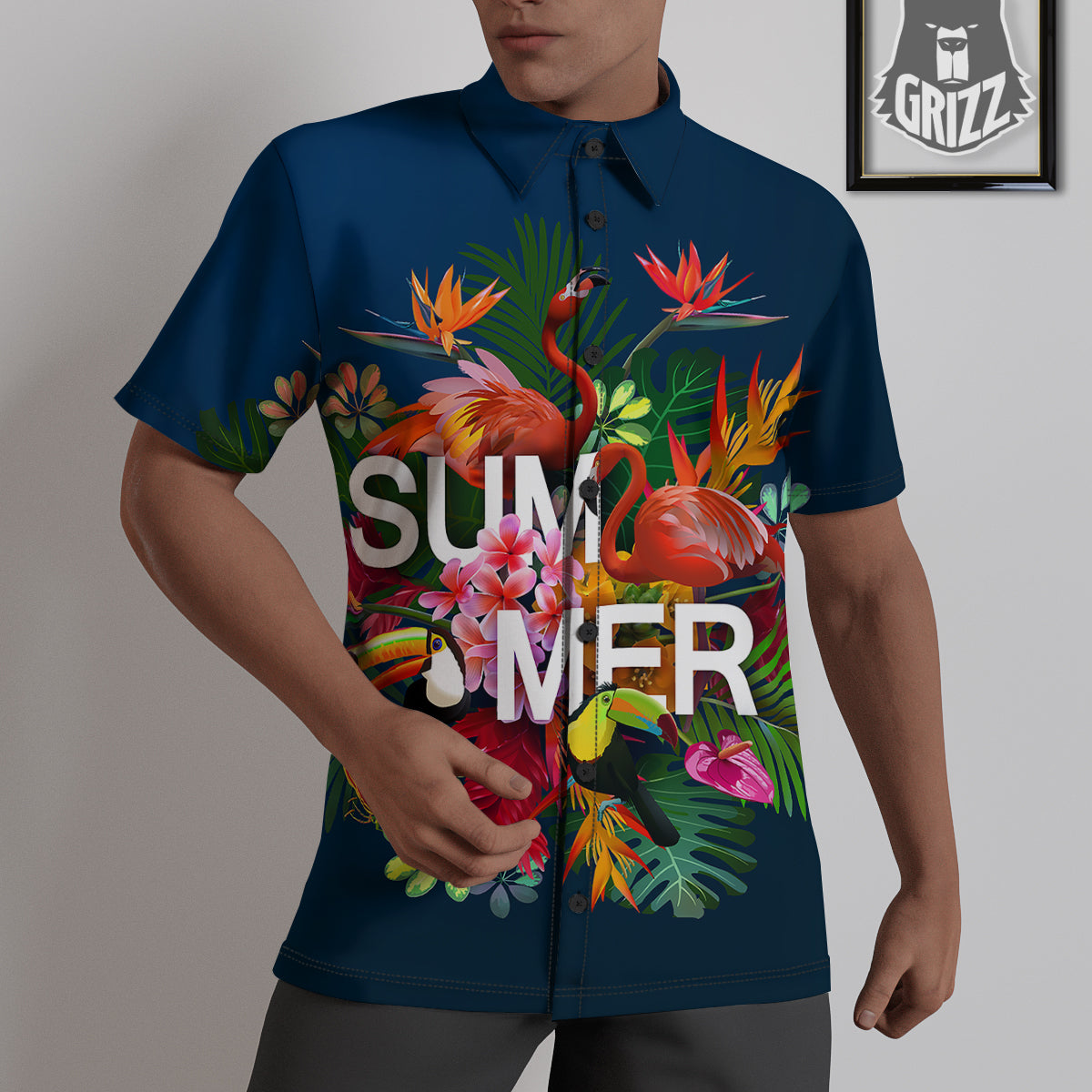 Summer Tropical Birds And Flowers For Travel Print Untucked Shirts-grizzshop
