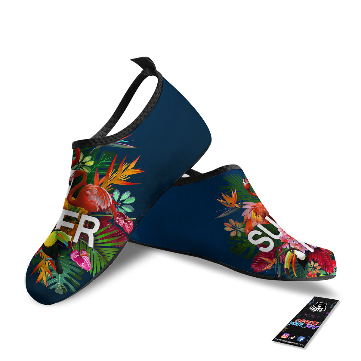 Summer Tropical Birds And Flowers For Travel Print Water Shoes-grizzshop