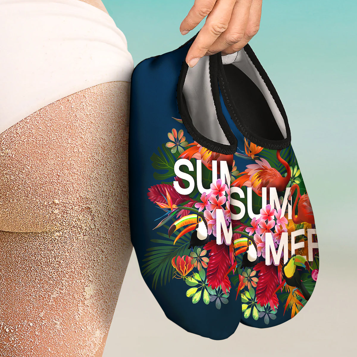 Summer Tropical Birds And Flowers For Travel Print Water Shoes-grizzshop