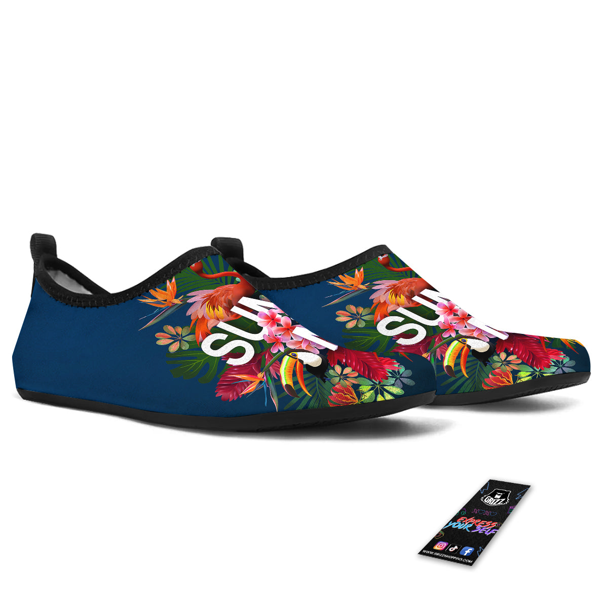 Summer Tropical Birds And Flowers For Travel Print Water Shoes-grizzshop