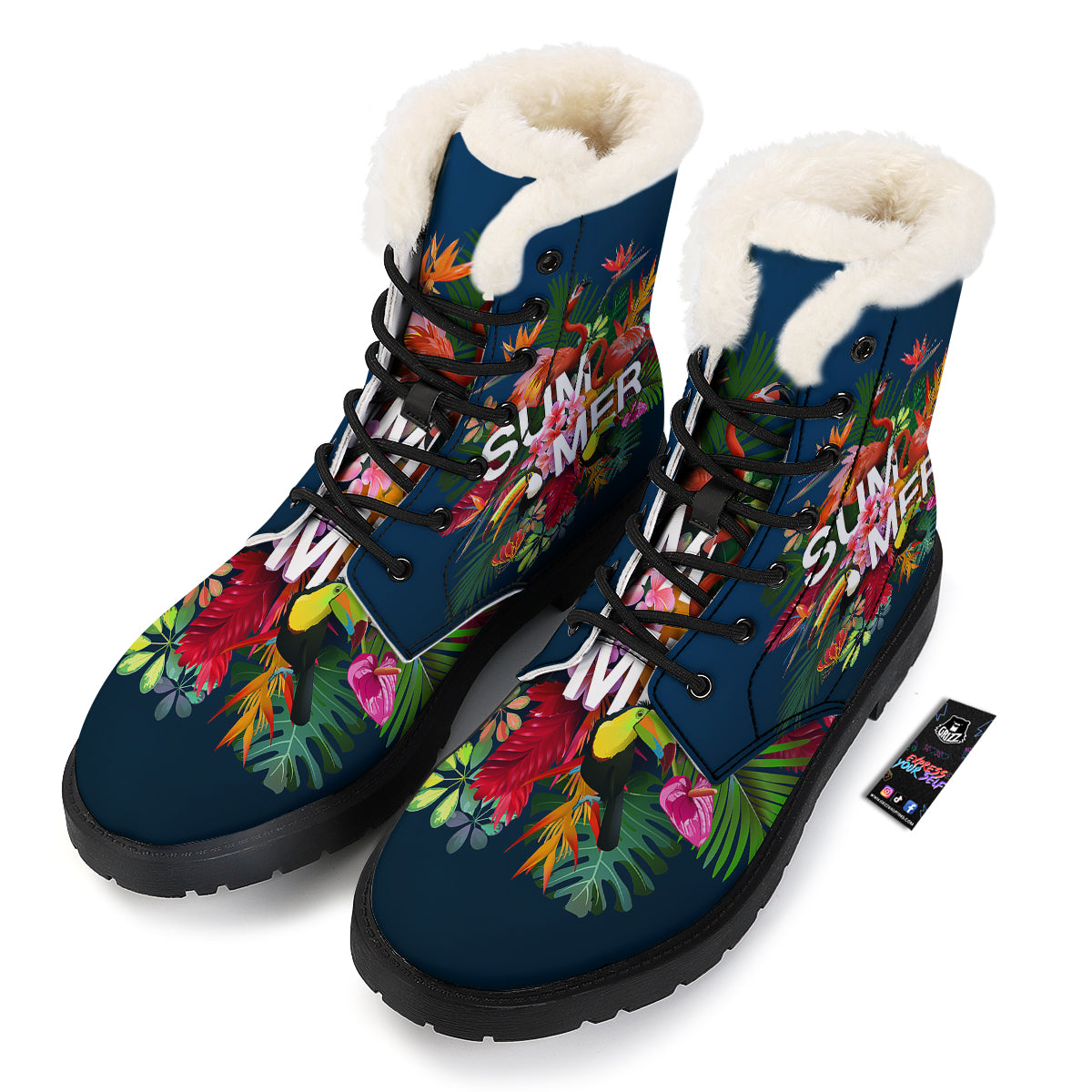 Summer Tropical Birds And Flowers For Travel Print Winter Boots-grizzshop