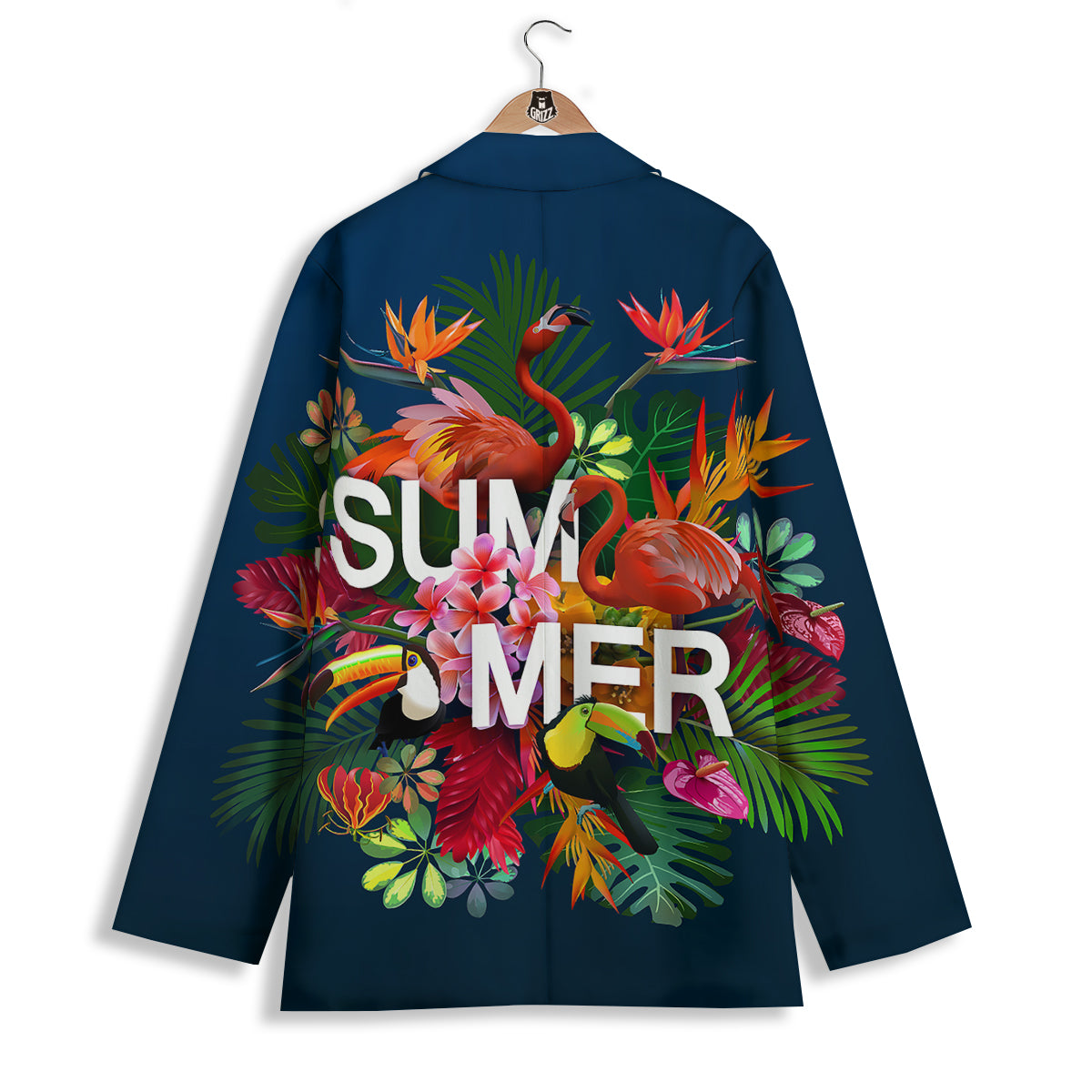 Summer Tropical Birds And Flowers For Travel Print Women's Blazer-grizzshop