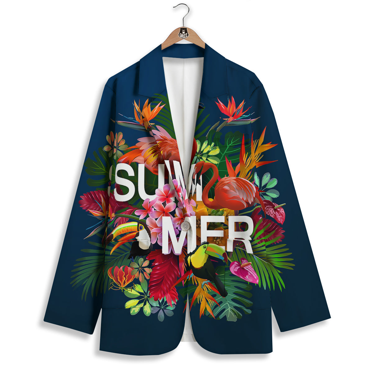 Summer Tropical Birds And Flowers For Travel Print Women's Blazer-grizzshop