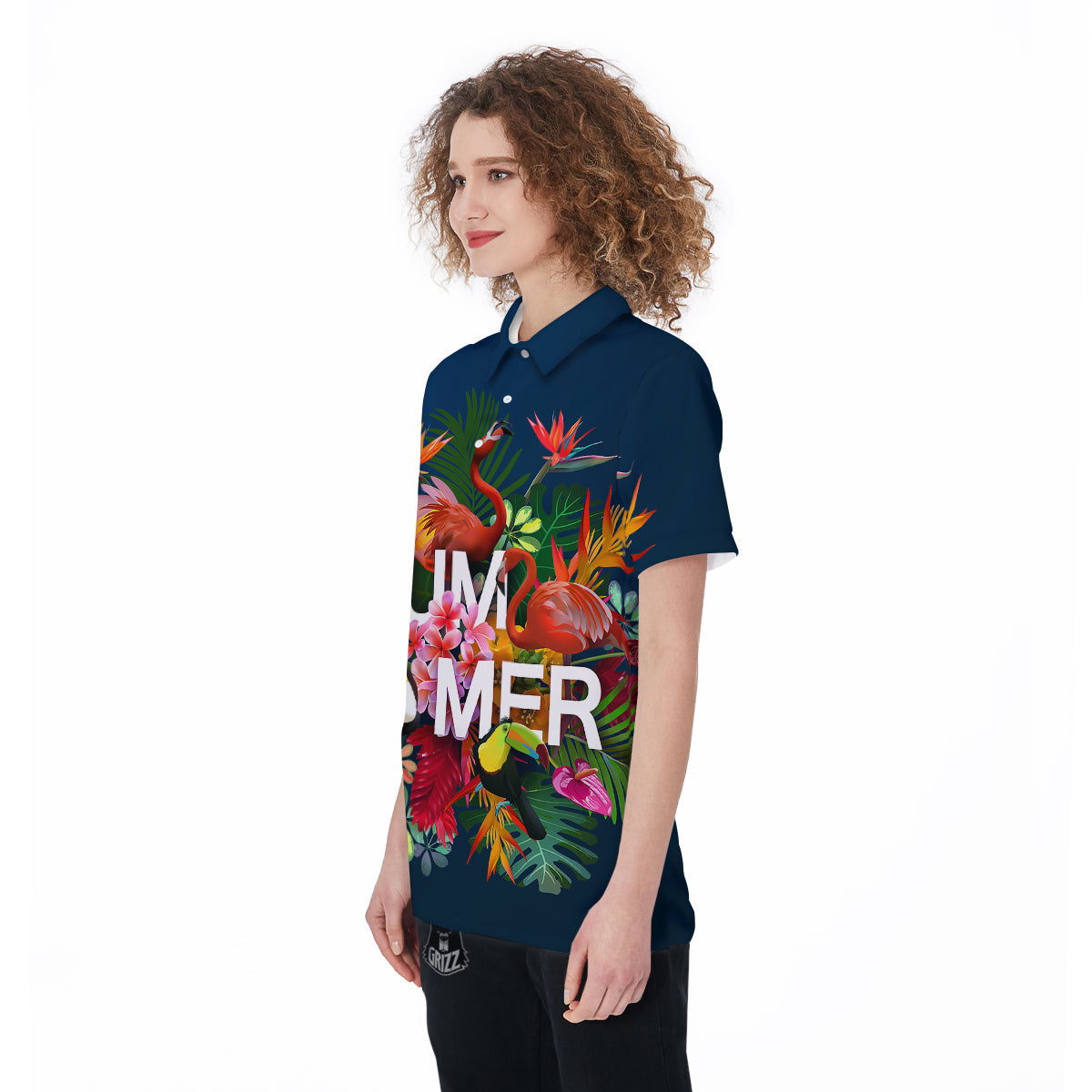 Summer Tropical Birds And Flowers For Travel Print Women's Golf Shirts-grizzshop