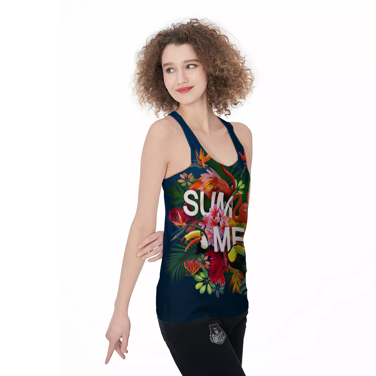 Summer Tropical Birds And Flowers For Travel Print Women's Racerback Tank Top-grizzshop