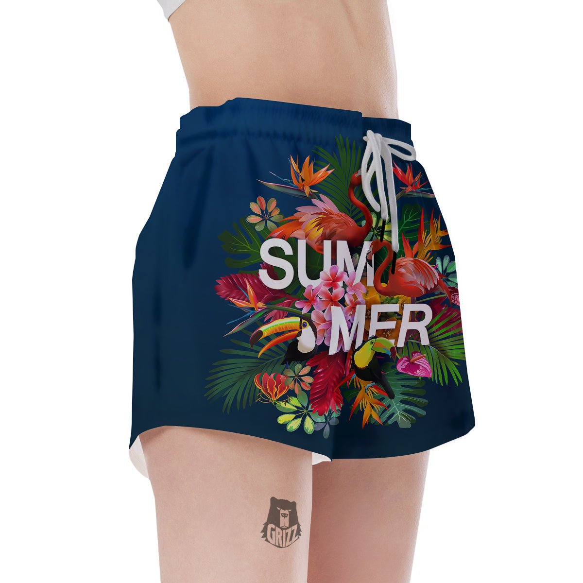 Summer Tropical Birds And Flowers For Travel Print Women's Shorts-grizzshop