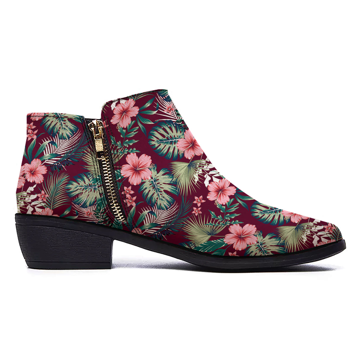 Summer Tropical Print Pattern Ankle Boots-grizzshop