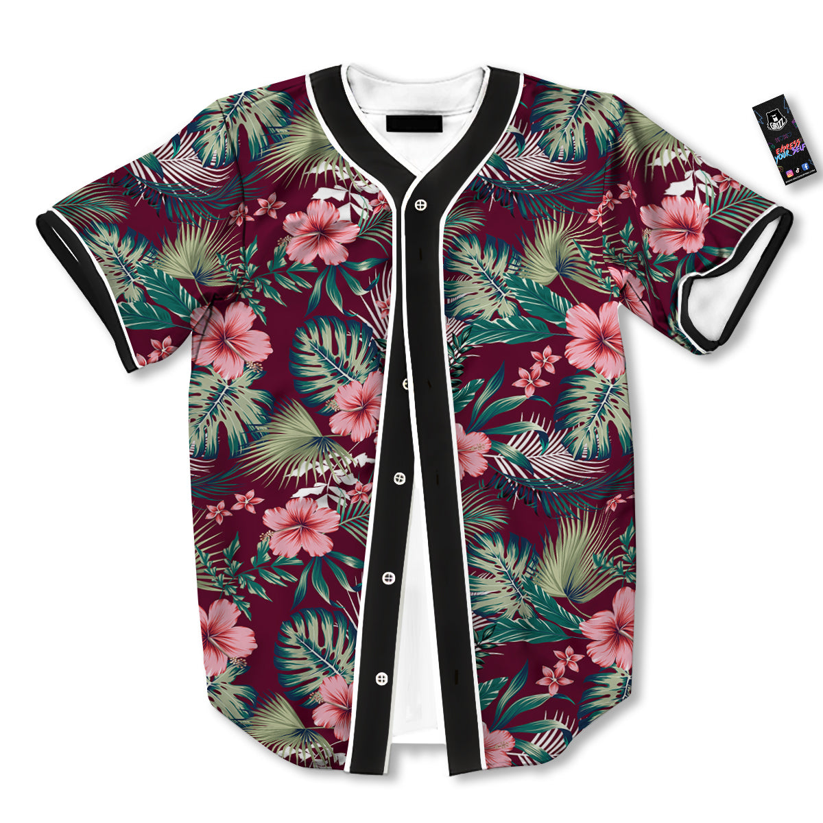 Summer Tropical Print Pattern Baseball Jersey-grizzshop