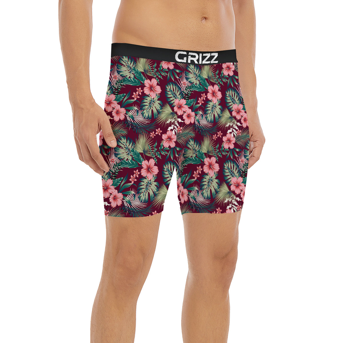 Summer Tropical Print Pattern Boxer Briefs-grizzshop