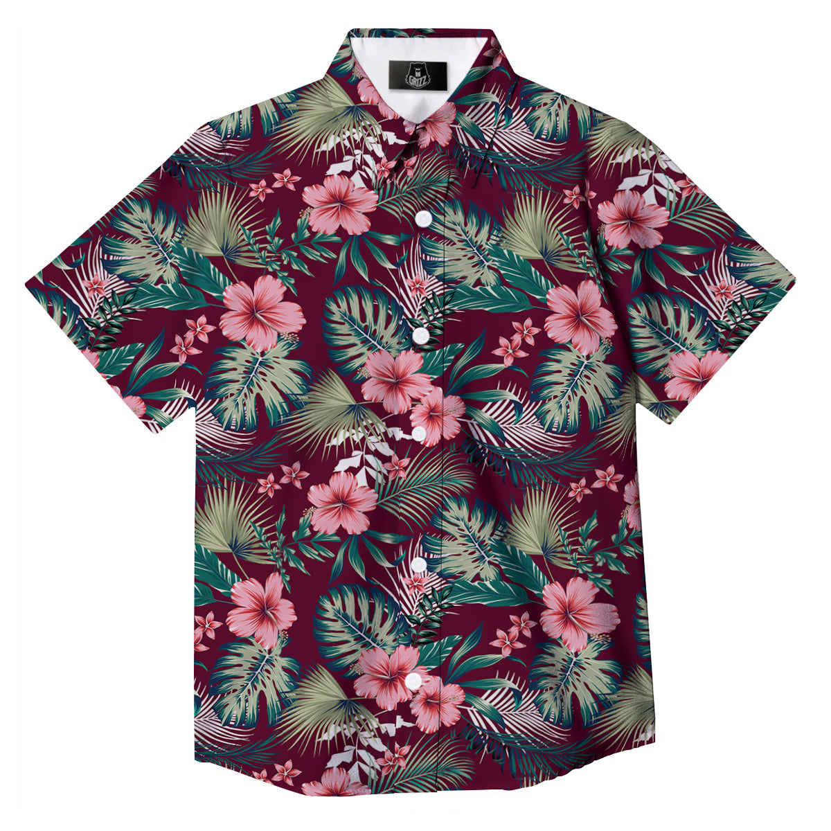 Summer Tropical Print Pattern Button Up Shirt-grizzshop