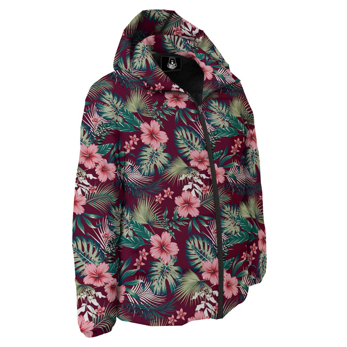 Summer Tropical Print Pattern Down Jacket-grizzshop
