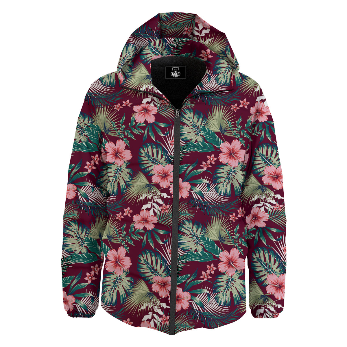 Summer Tropical Print Pattern Down Jacket-grizzshop
