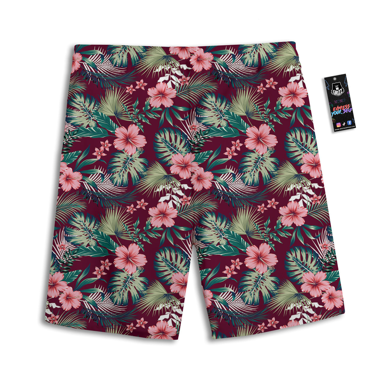 Summer Tropical Print Pattern Men's Athletic Shorts-grizzshop