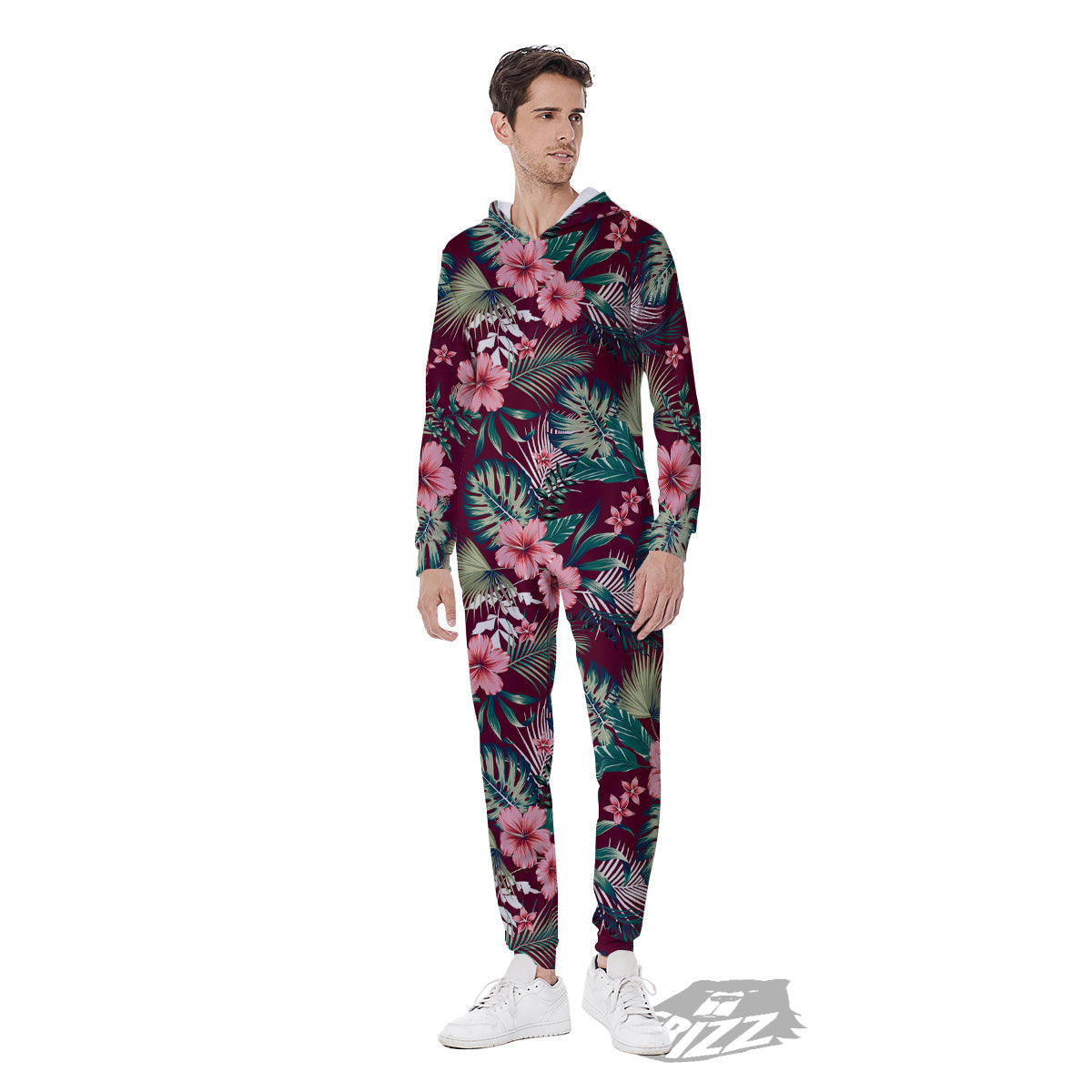 Summer Tropical Print Pattern Men's Jumpsuit-grizzshop