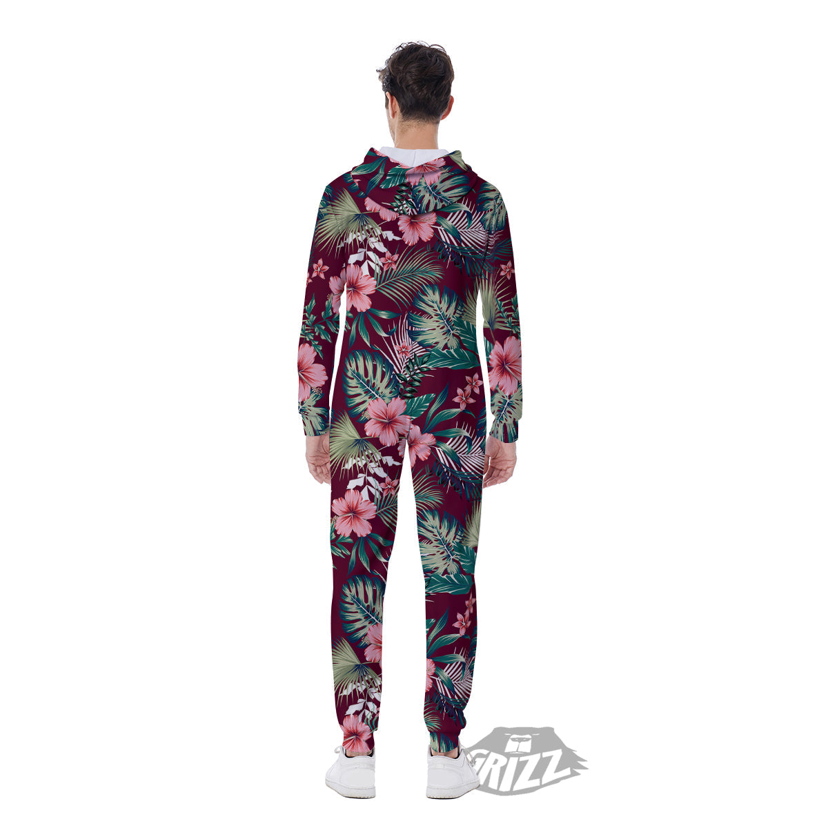 Summer Tropical Print Pattern Men's Jumpsuit-grizzshop