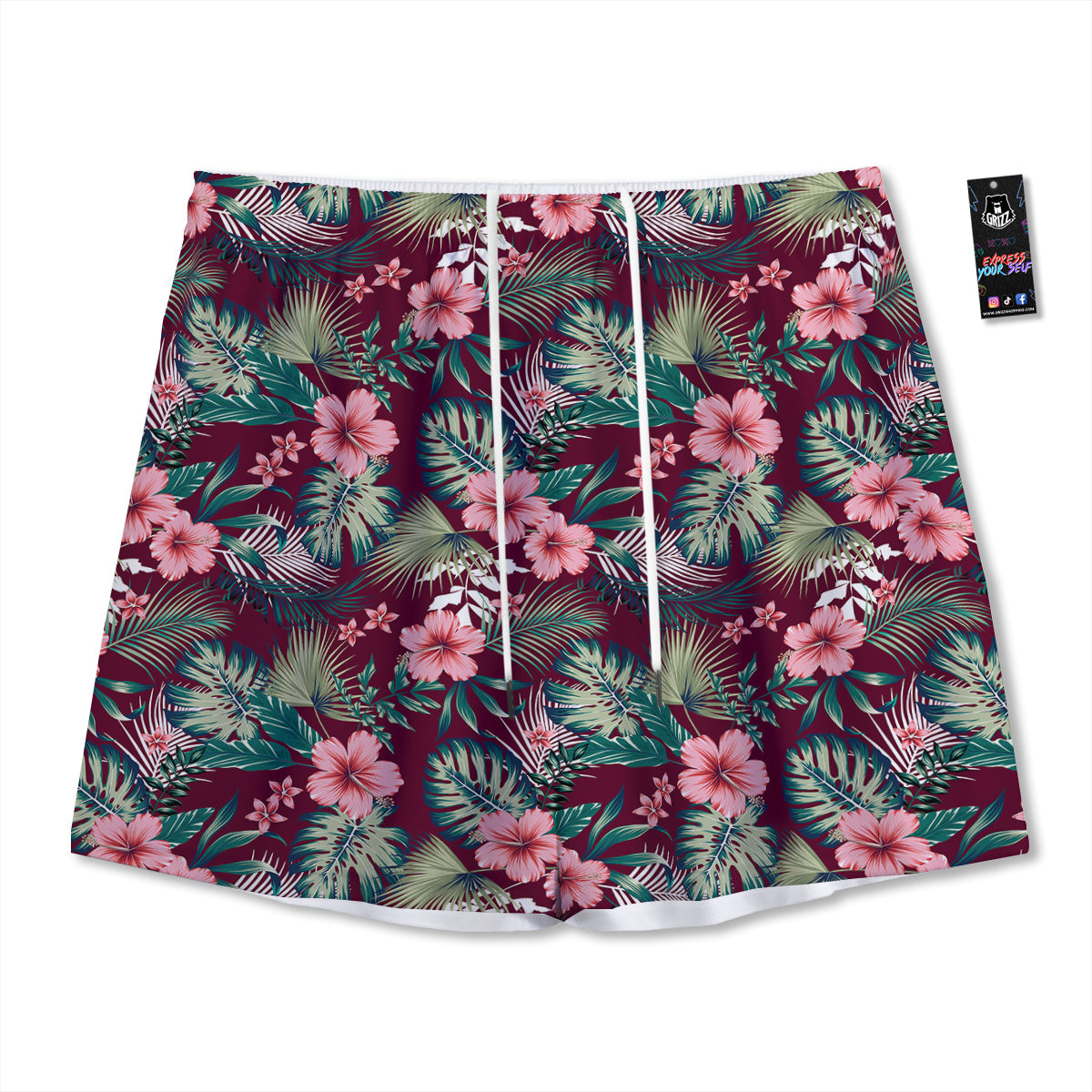 Summer Tropical Print Pattern Mesh Shorts-grizzshop