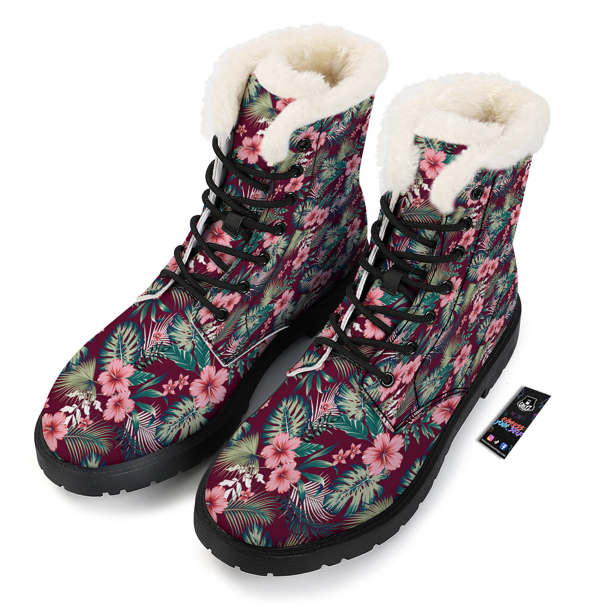Summer Tropical Print Pattern Winter Boots-grizzshop