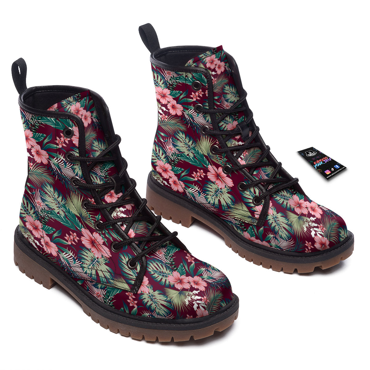 Summer Tropical Print Pattern Work Boots-grizzshop
