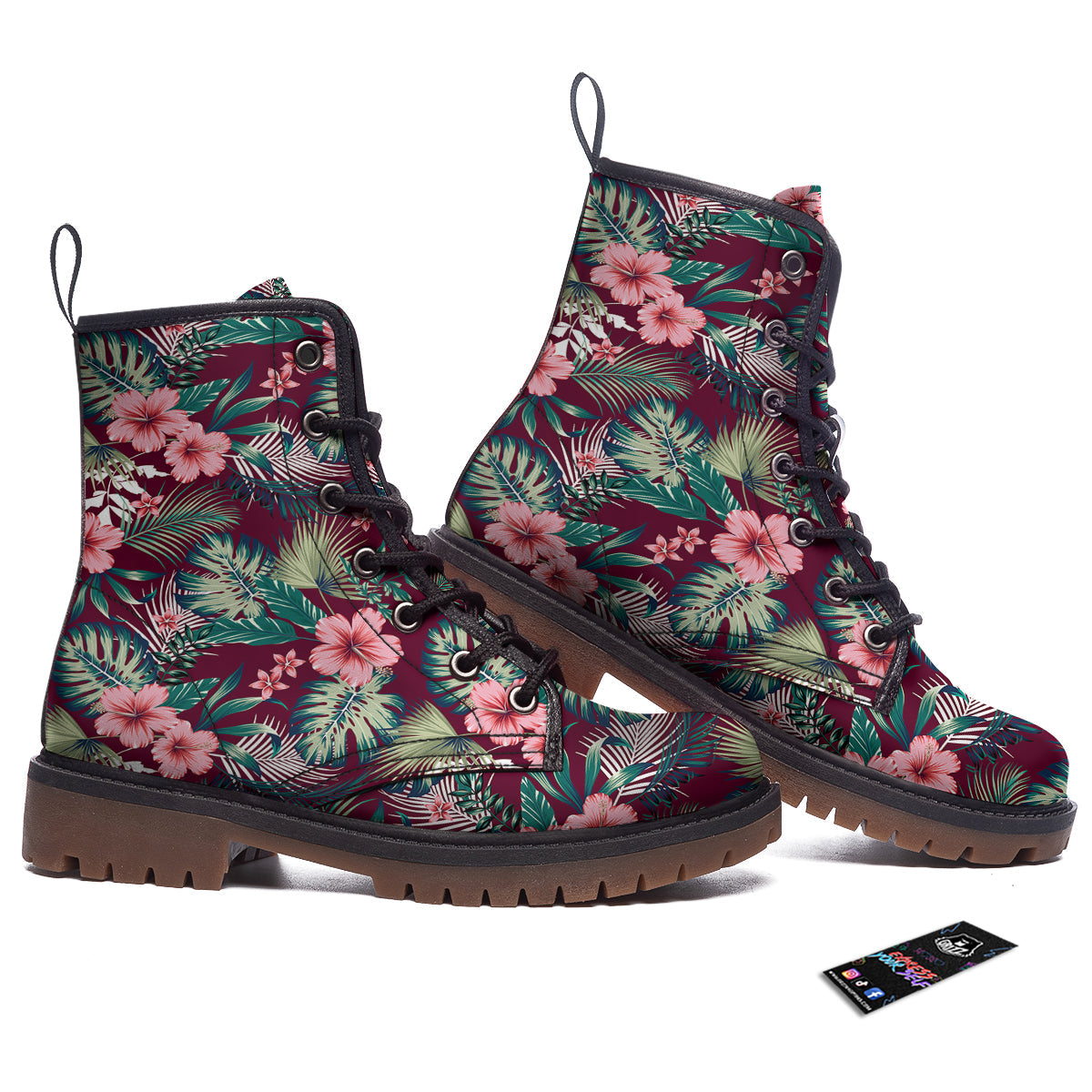 Summer Tropical Print Pattern Work Boots-grizzshop