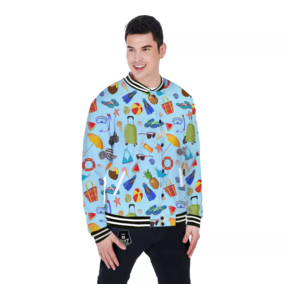 Summer Vacation Travel Print Pattern Baseball Jacket-grizzshop