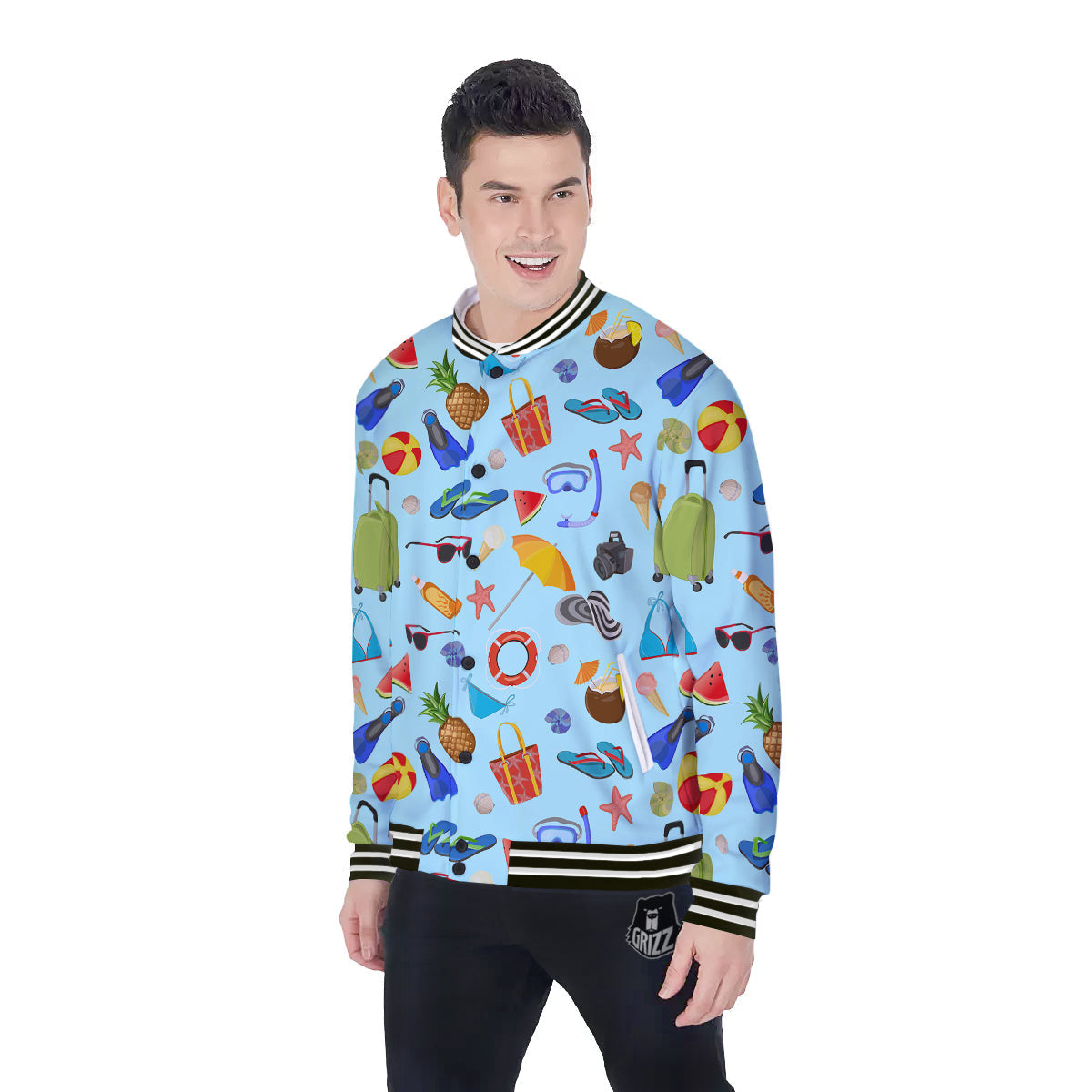 Summer Vacation Travel Print Pattern Baseball Jacket-grizzshop