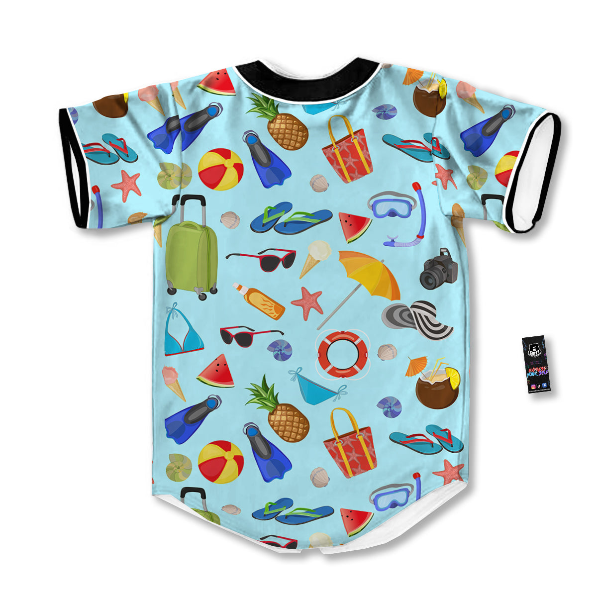 Summer Vacation Travel Print Pattern Baseball Jersey-grizzshop