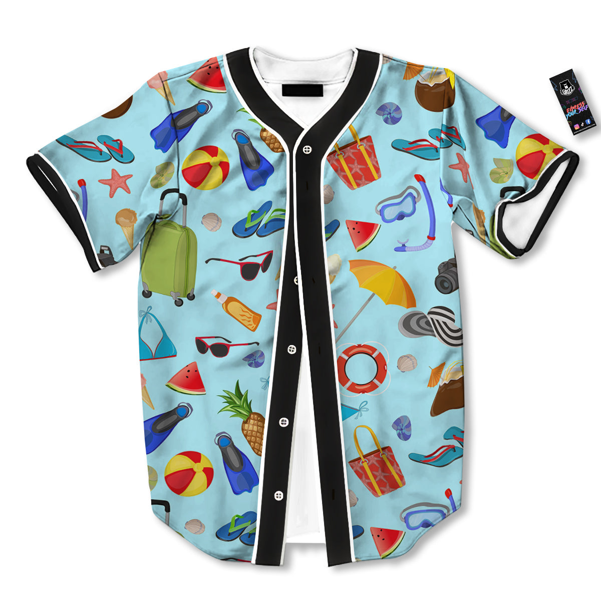 Summer Vacation Travel Print Pattern Baseball Jersey-grizzshop