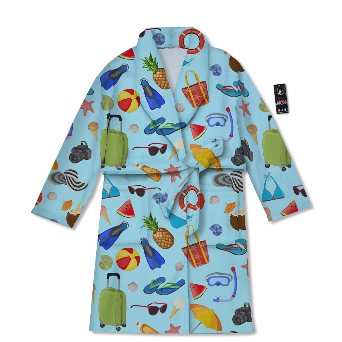 Summer Vacation Travel Print Pattern Bathrobe-grizzshop