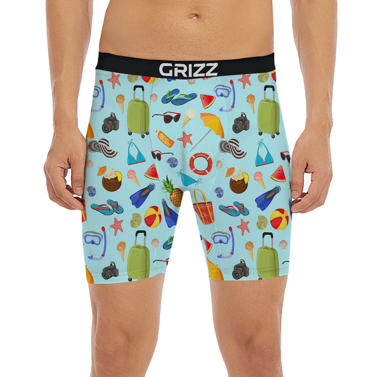 Summer Vacation Travel Print Pattern Boxer Briefs-grizzshop