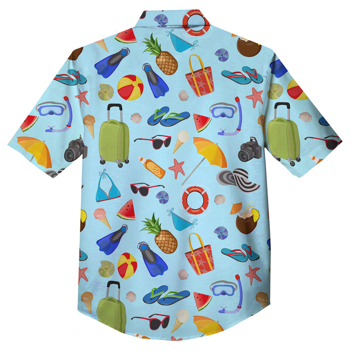 Summer Vacation Travel Print Pattern Button Up Shirt-grizzshop