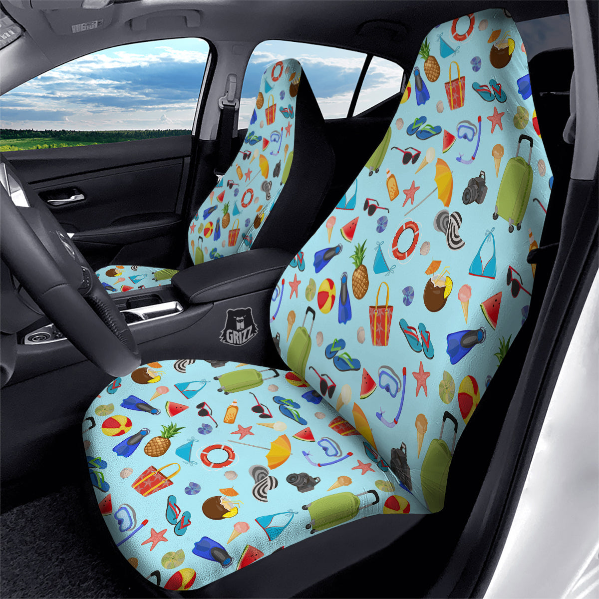 Summer Vacation Travel Print Pattern Car Seat Covers-grizzshop