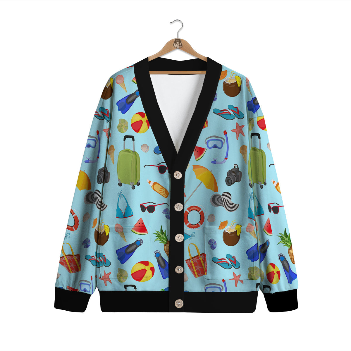 Summer Vacation Travel Print Pattern Cardigan-grizzshop