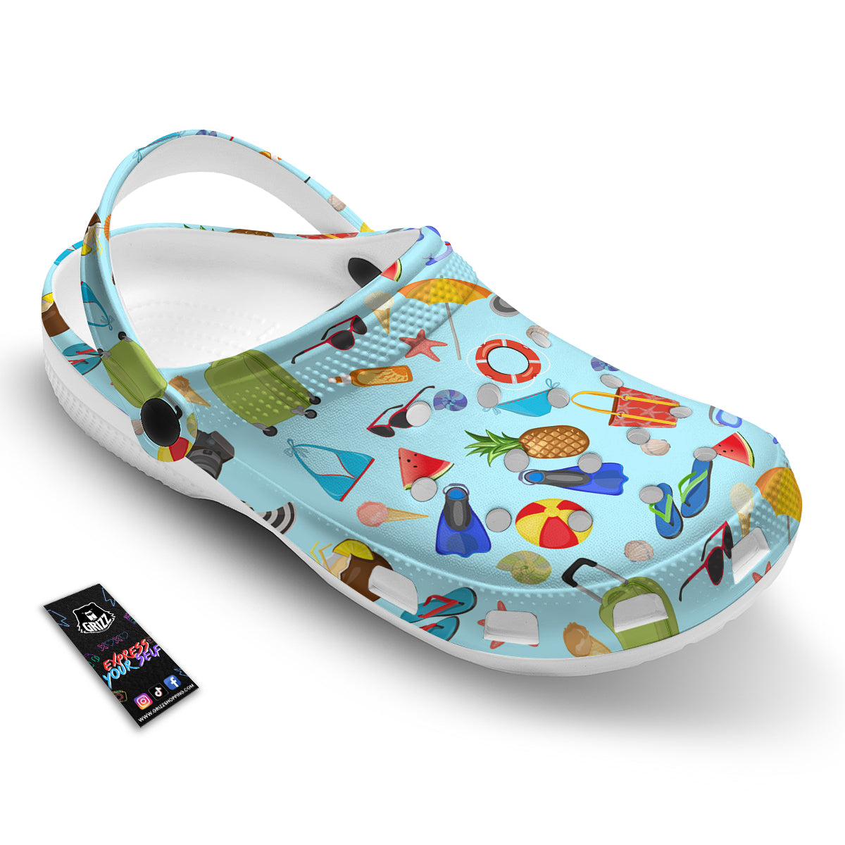 Summer Vacation Travel Print Pattern Clog-grizzshop