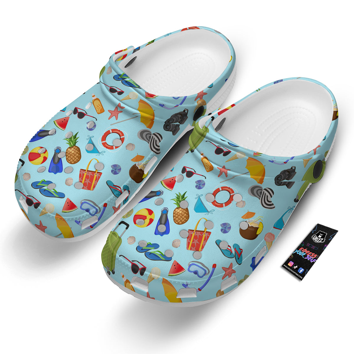 Summer Vacation Travel Print Pattern Clog-grizzshop