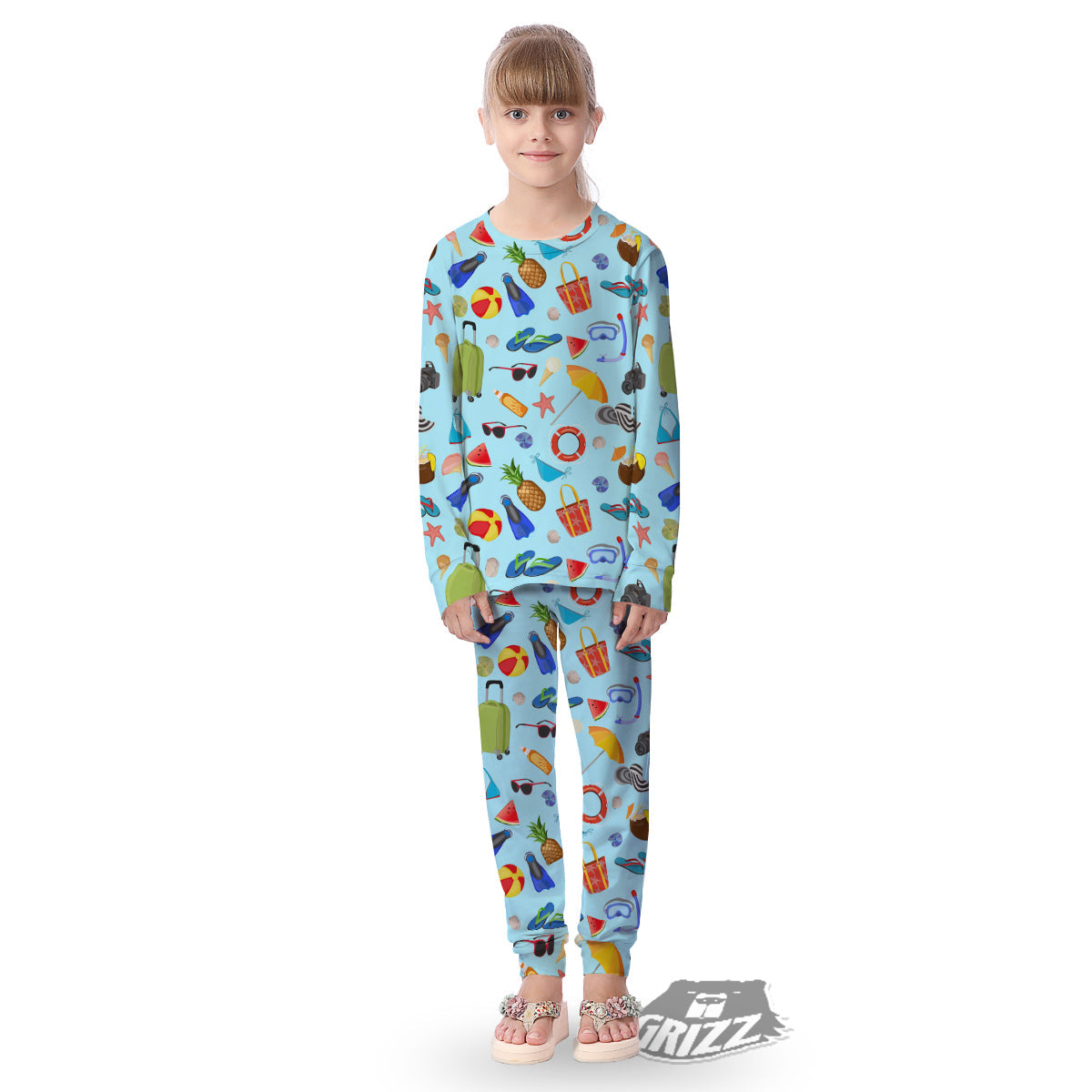 Summer Vacation Travel Print Pattern Kid's Pajamas-grizzshop