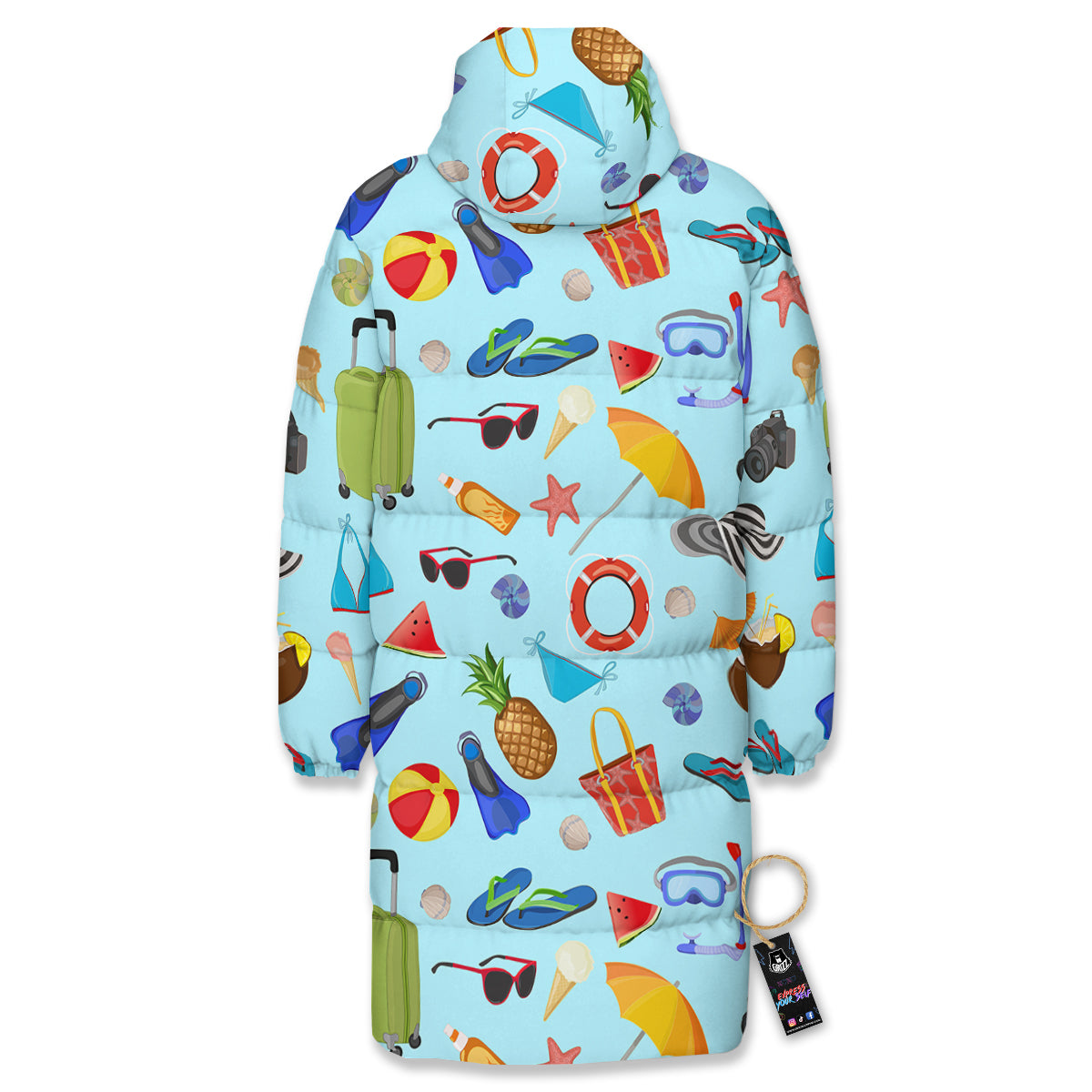 Summer Vacation Travel Print Pattern Long Down Jacket-grizzshop