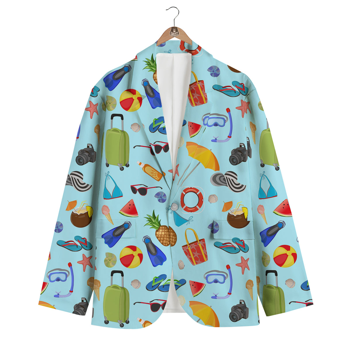 Summer Vacation Travel Print Pattern Men's Blazer-grizzshop