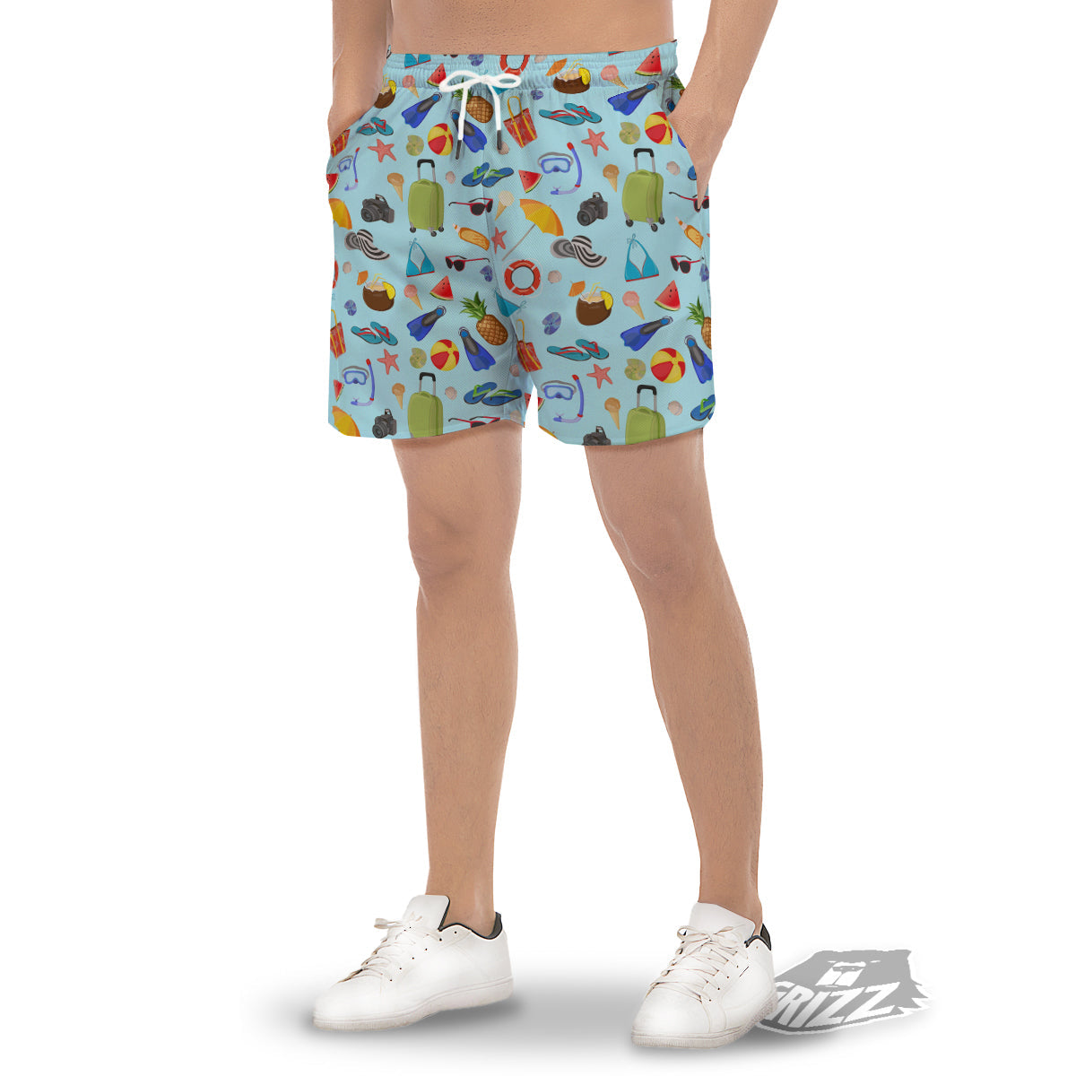 Summer Vacation Travel Print Pattern Men's Gym Shorts-grizzshop