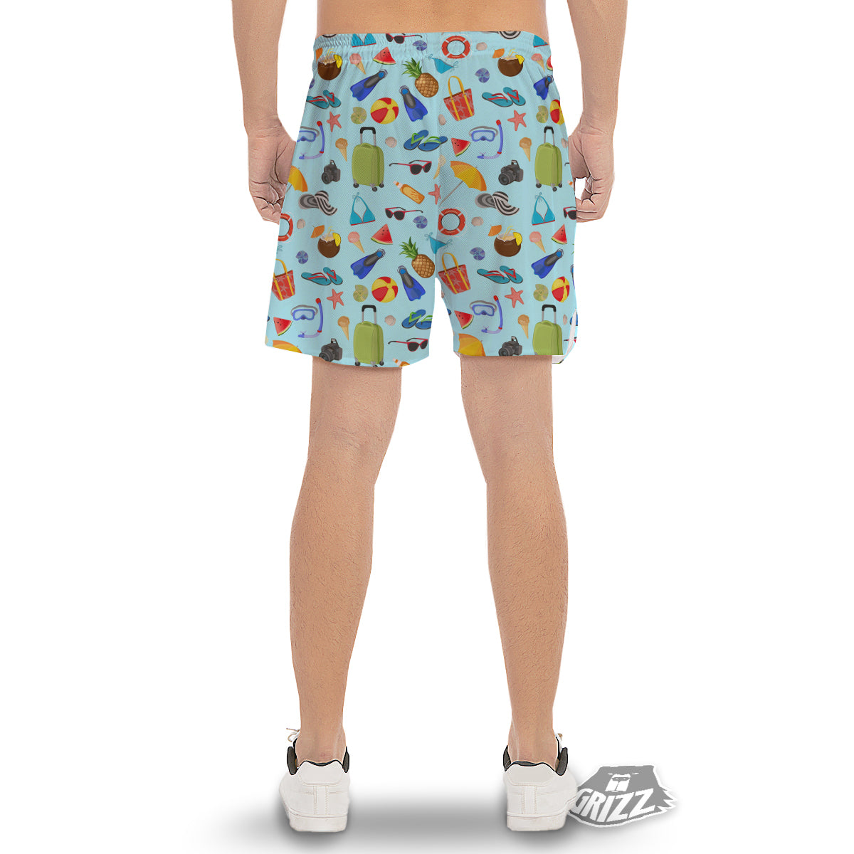 Summer Vacation Travel Print Pattern Men's Gym Shorts-grizzshop