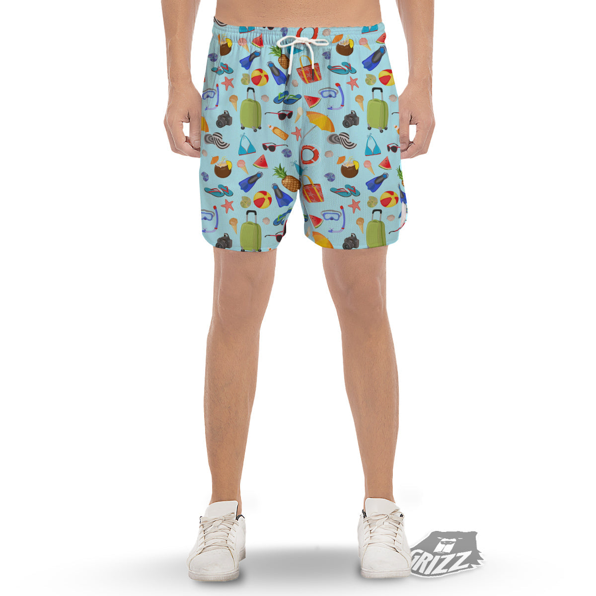 Summer Vacation Travel Print Pattern Men's Gym Shorts-grizzshop