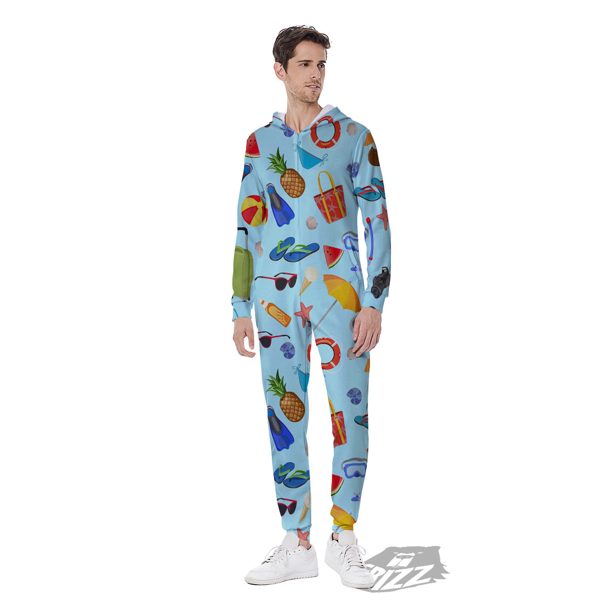 Summer Vacation Travel Print Pattern Men's Jumpsuit-grizzshop