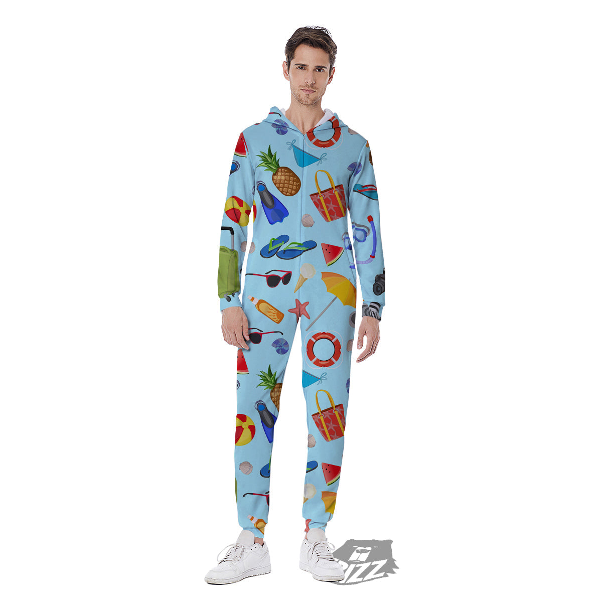 Summer Vacation Travel Print Pattern Men's Jumpsuit-grizzshop