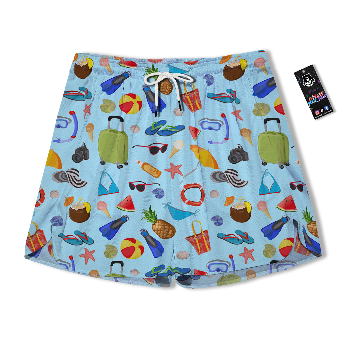 Summer Vacation Travel Print Pattern Men's Running Shorts-grizzshop