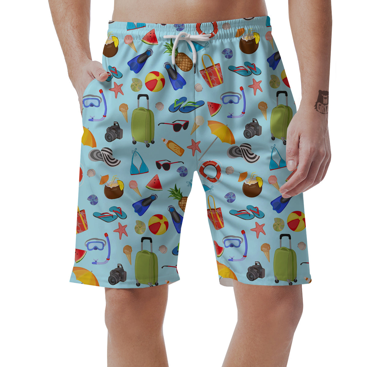 Summer Vacation Travel Print Pattern Men's Shorts-grizzshop