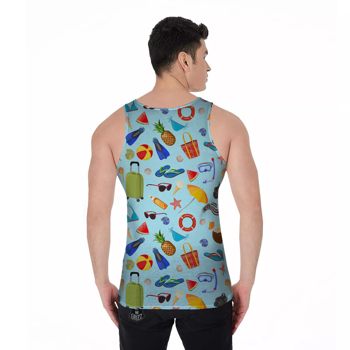 Summer Vacation Travel Print Pattern Men's Tank Top-grizzshop