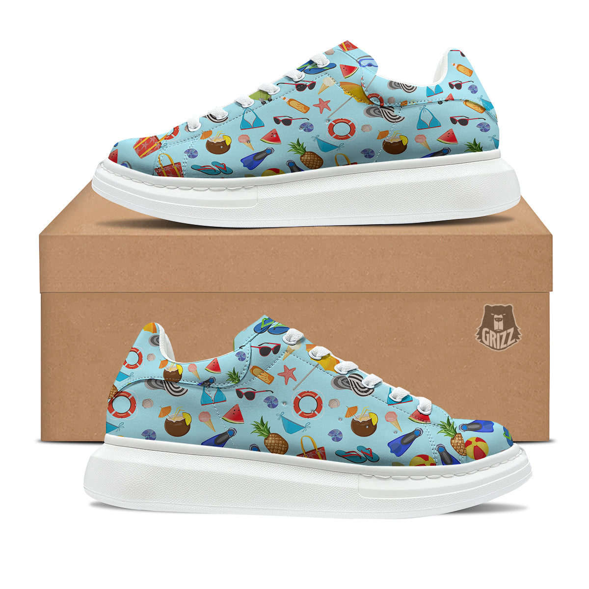 Summer Vacation Travel Print Pattern Platform Shoes-grizzshop